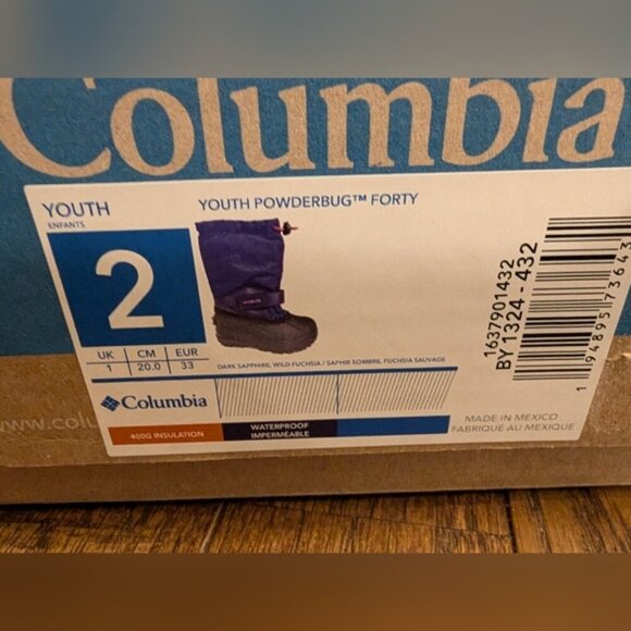 Columbia Big Kids’ Powderbug Forty Snow Boot Size 2, new in box - Picture 13 of 13